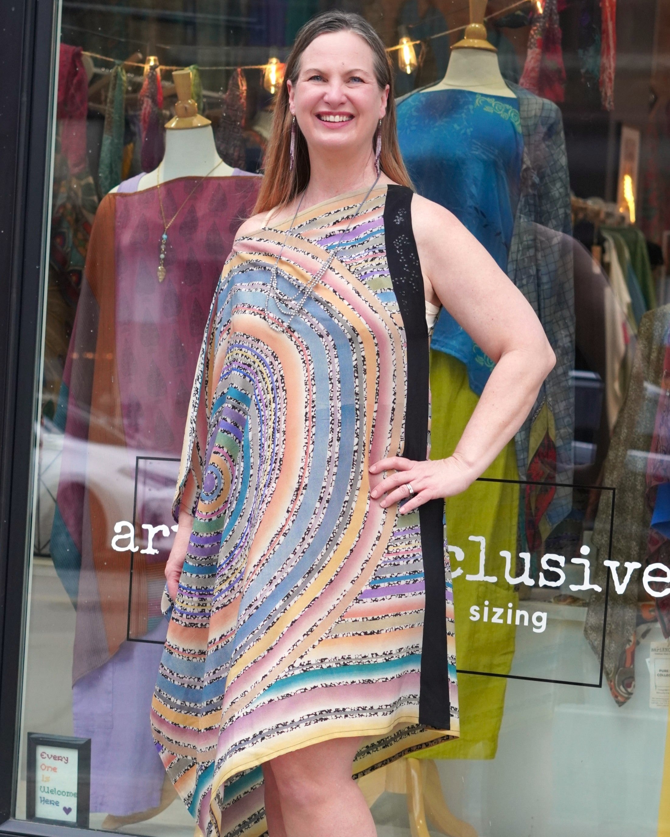 Pure Silk One-Shoulder Dress