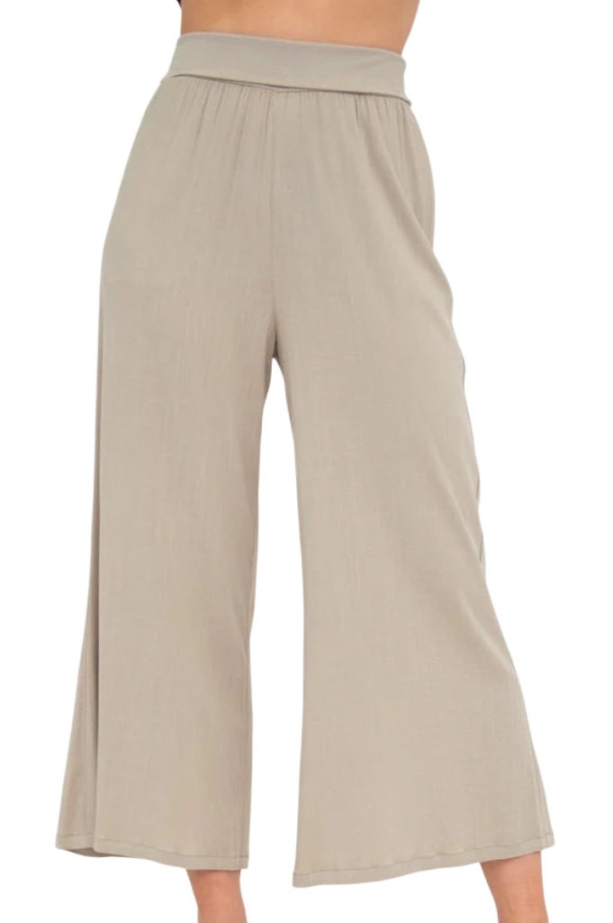 Sand Bamboo/Linen Landon Capri Pant