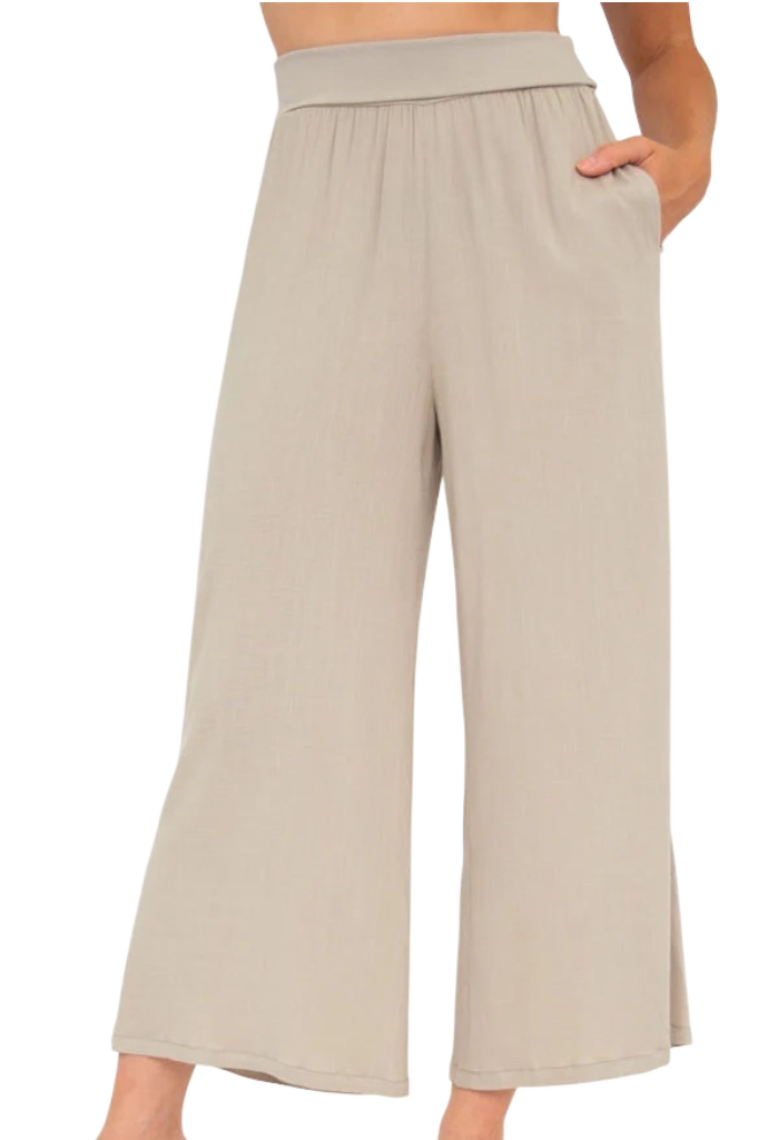 Sand Bamboo/Linen Landon Capri Pant
