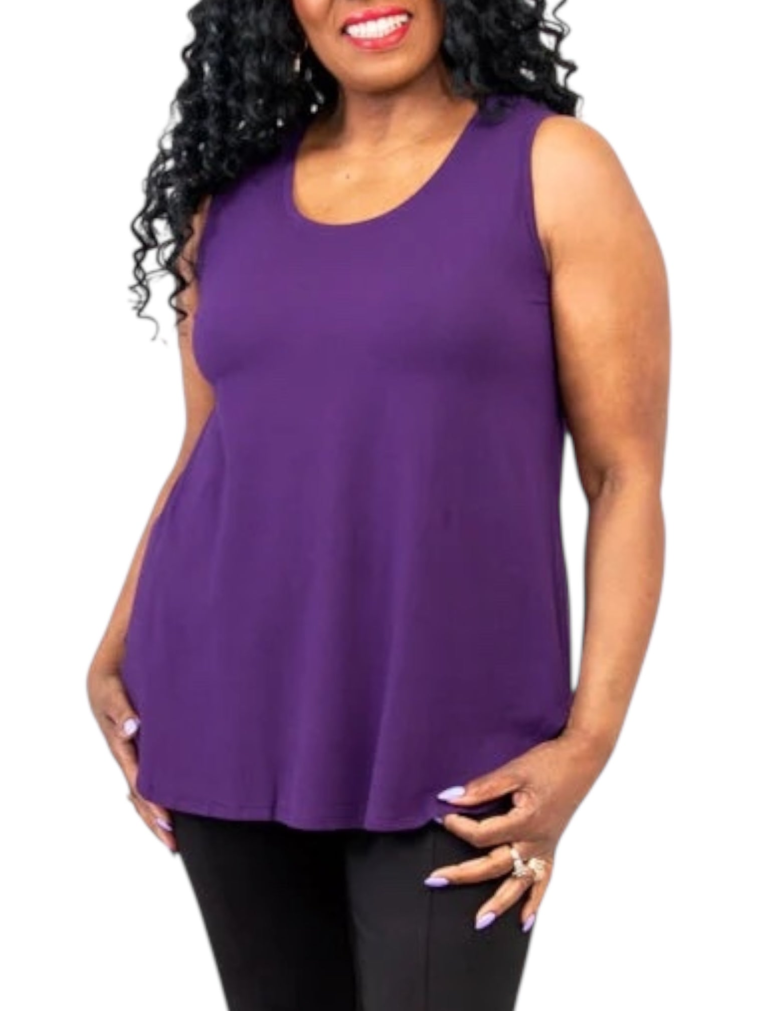 Purple Bamboo Jazz Tank by Blue Sky Clothing Co – Handmade ethical Tank Top from sariKNOTsari using upcycled silk. Designed in Canada for travel and slow fashion, loved from Toronto to LA to Sydney. Featuring Zsiska, Bryn Walker and Artisan Leather coats by Rejean Pepin, Pepin designs
