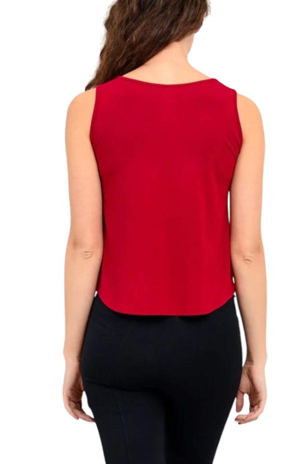 Lipstick Red Bamboo Ritzy Tank by Blue Sky Clothing Co – Handmade ethical Tank Top from sariKNOTsari using upcycled silk. Designed in Canada for travel and slow fashion, loved from Toronto to LA to Sydney.