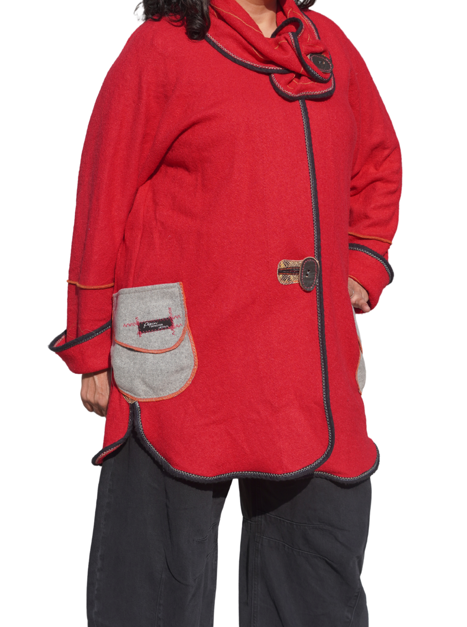 Rich Red Boiled Wool Coat by Pepin Designs #20