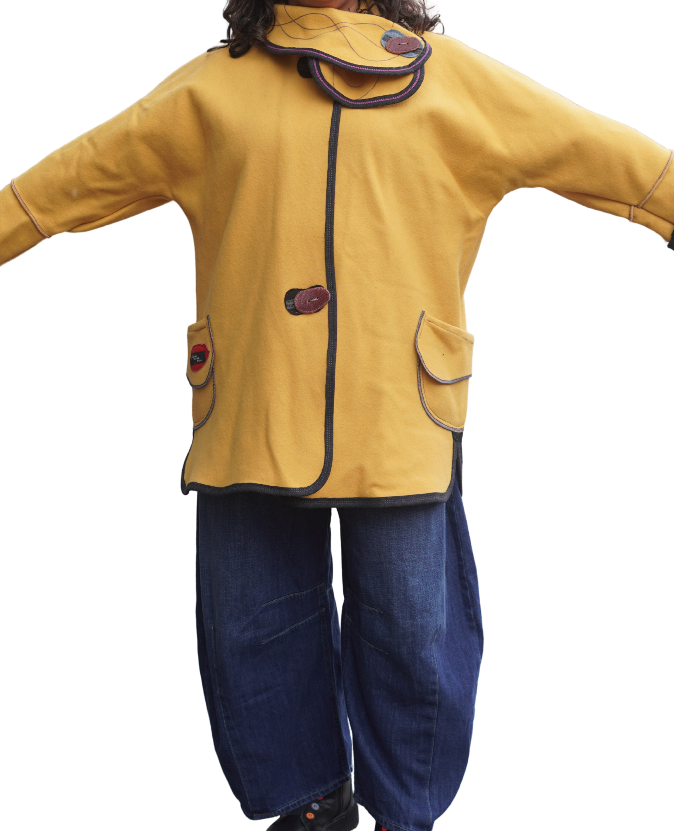 Yellow Boiled Wool Lightweight Jacket by Pepin Designs