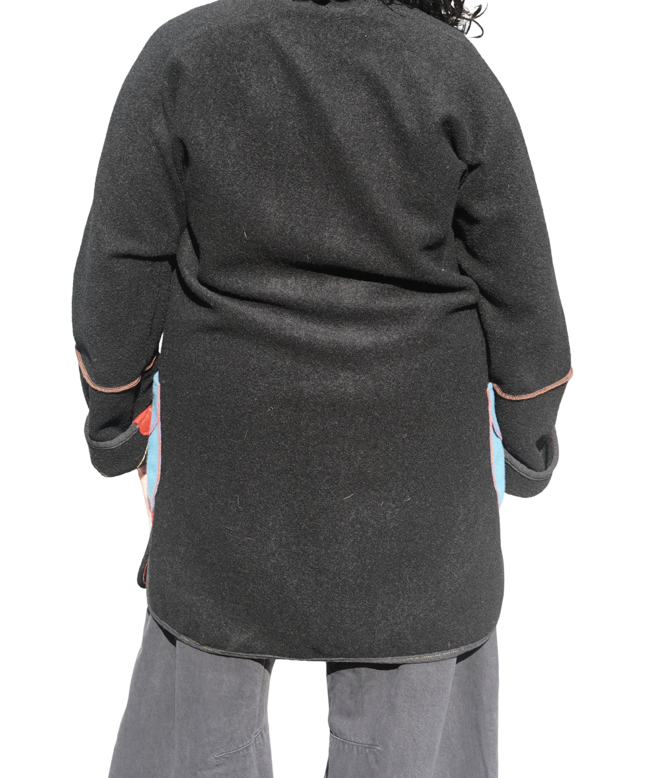 Black Boiled Wool Jacket with Blue Felt Pockets by Pepin Designs #22