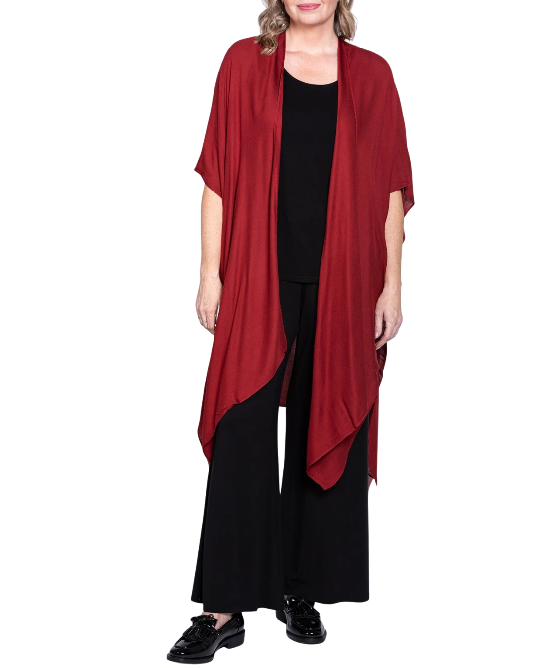 Deep Burgundy Lightweight Open Darcy Cardigan