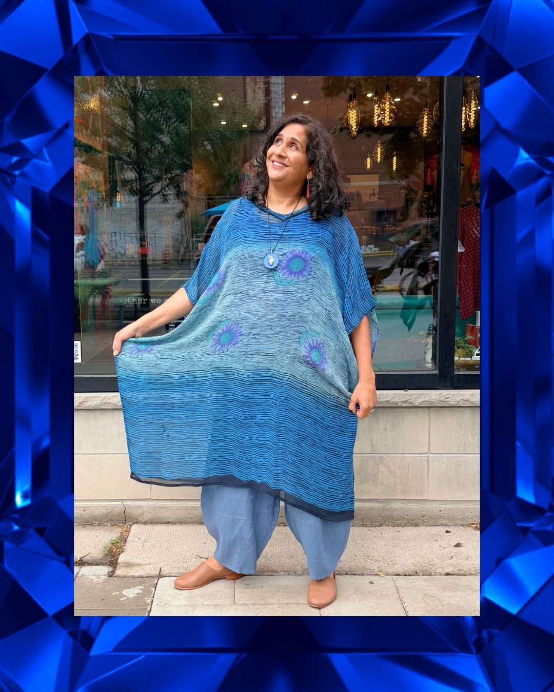 PRG9067 Sheer Wabi Sabi Pure Silk Midi Length Kaftan
