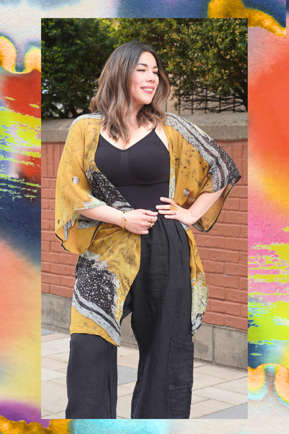 PRG9021 Sheer Avatar Pure Silk Kimono-Sleeved Jacket with Belt