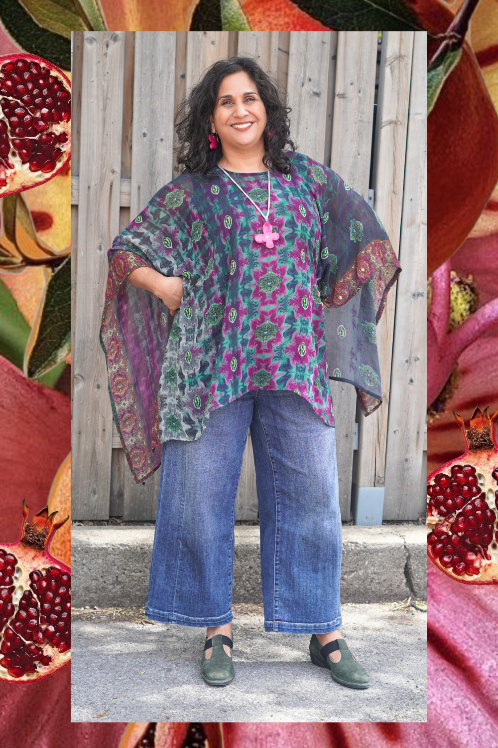 PRG8766 Sheer Avatar Pure Silk Capelet Poncho