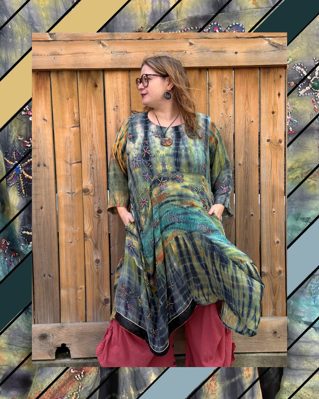Releases Sunday at 8pm EST PRC9150 Avatar Pure Silk Sculptural Long Tunic Dress