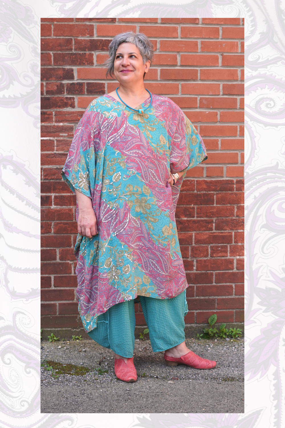 PRC8875 Wabi Sabi Pure Silk Midi Length Kaftan