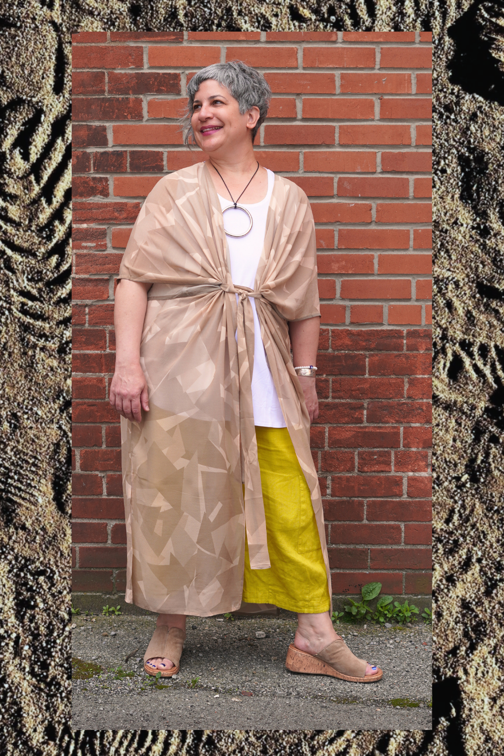 Releases Sunday at 8pm EST PRG8856 Sheer Wabi Sabi Pure Silk Kimono Sleeved Duster with Belt