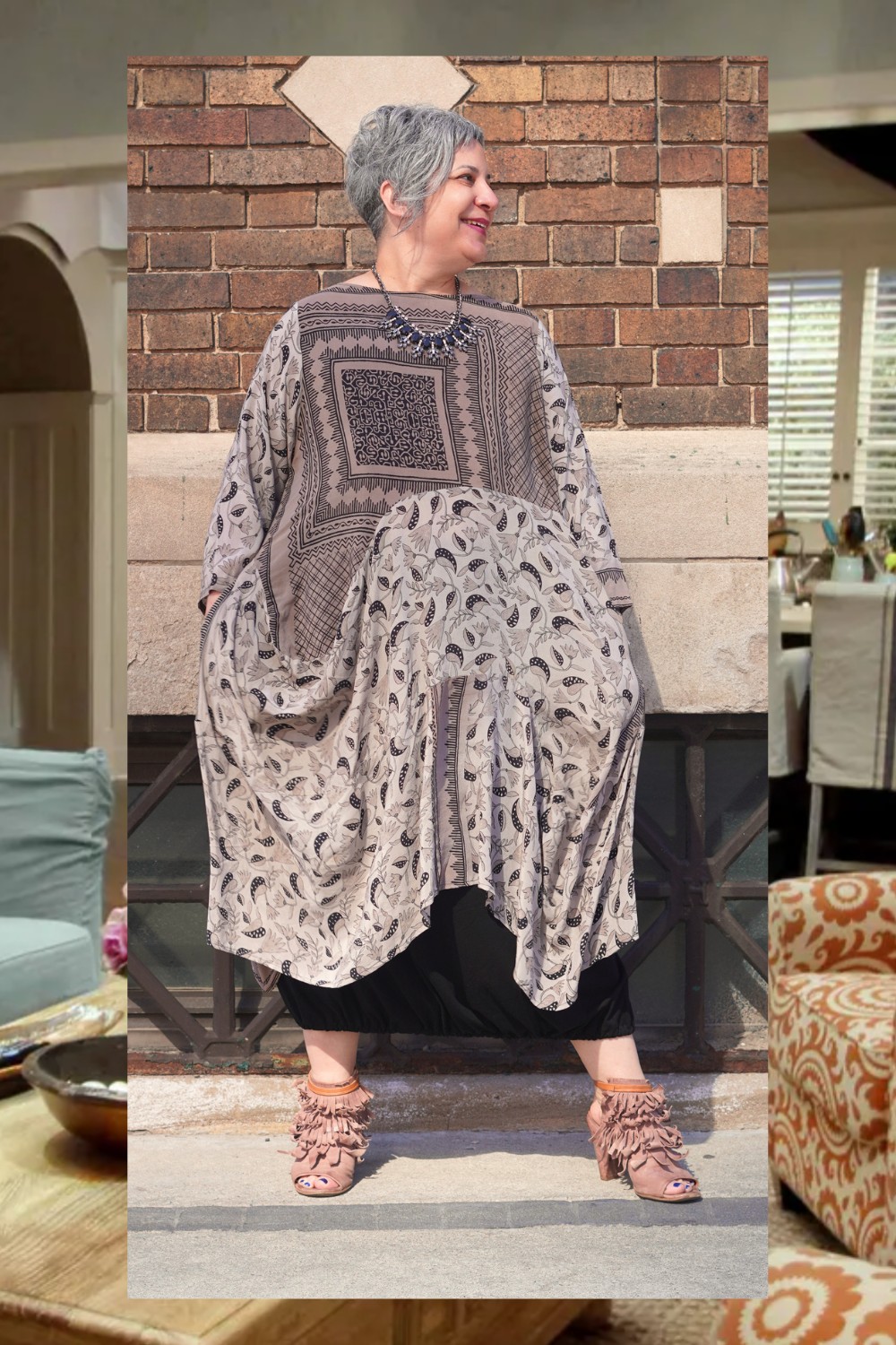 PRC8895 Wabi Sabi Sculptural Pure Silk Long Tunic Dress