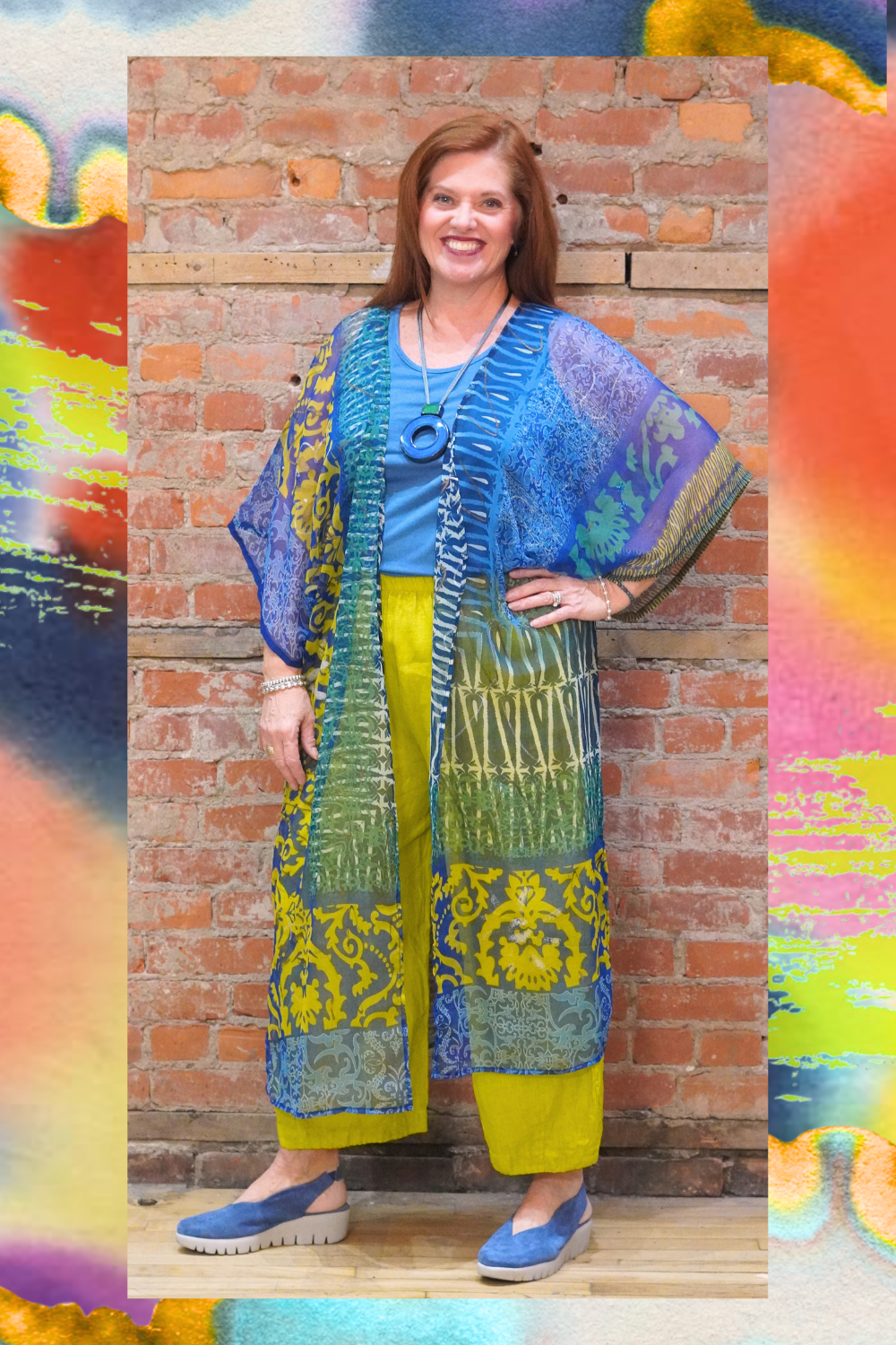 PRG8870 Sheer Wabi Sabi Pure Silk Kimono Sleeved Duster with Belt