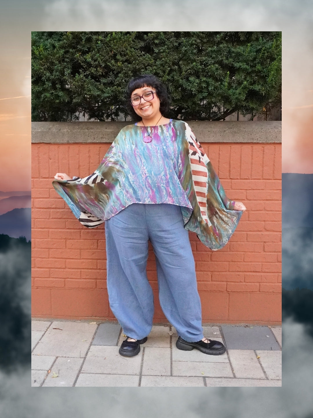 Releases Sunday at 8pm EST PRG9105 Sheer Wabi Sabi Pure Silk Kimono-Sleeved Top