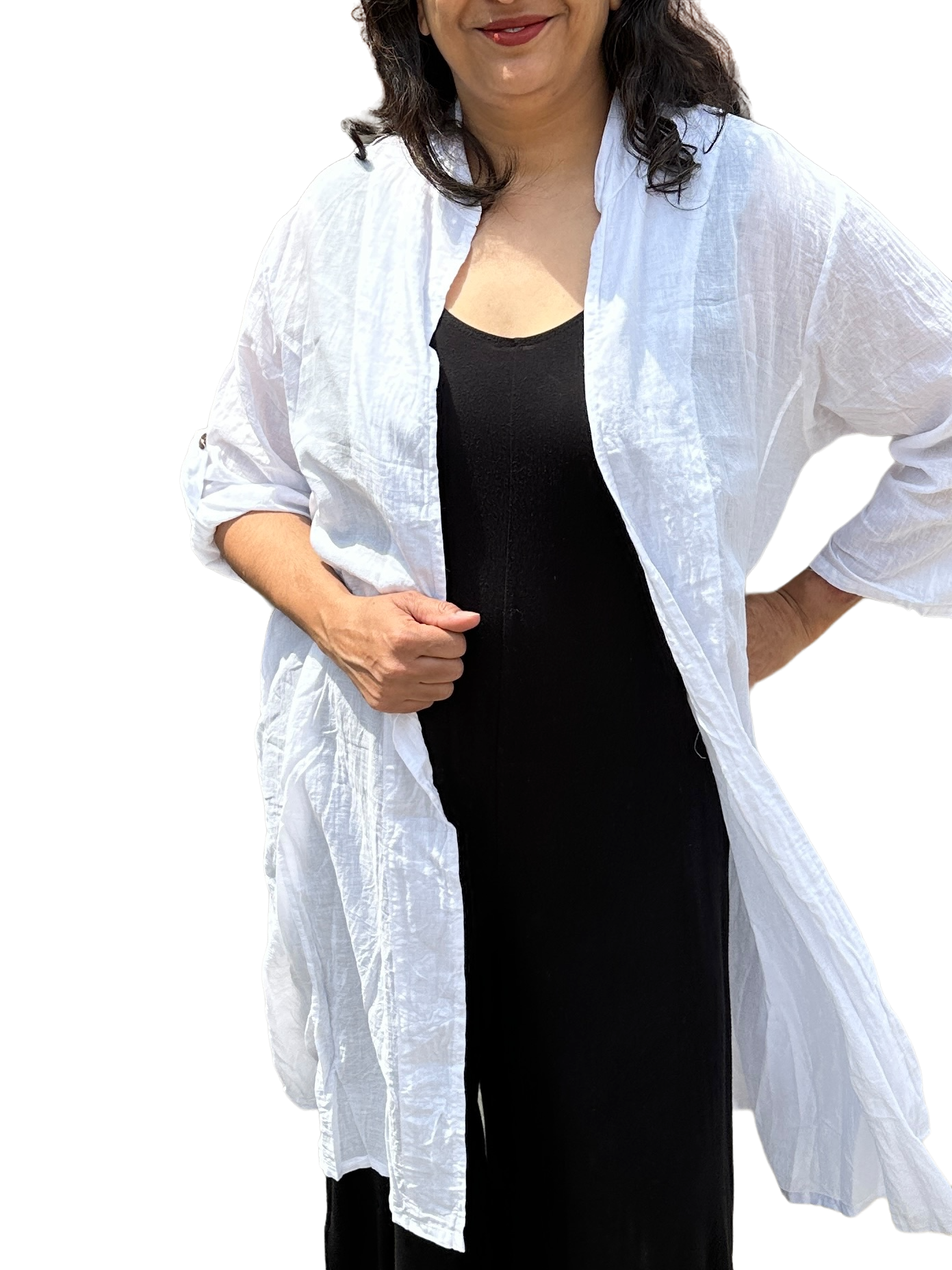 White Cotton Voile Cardigan