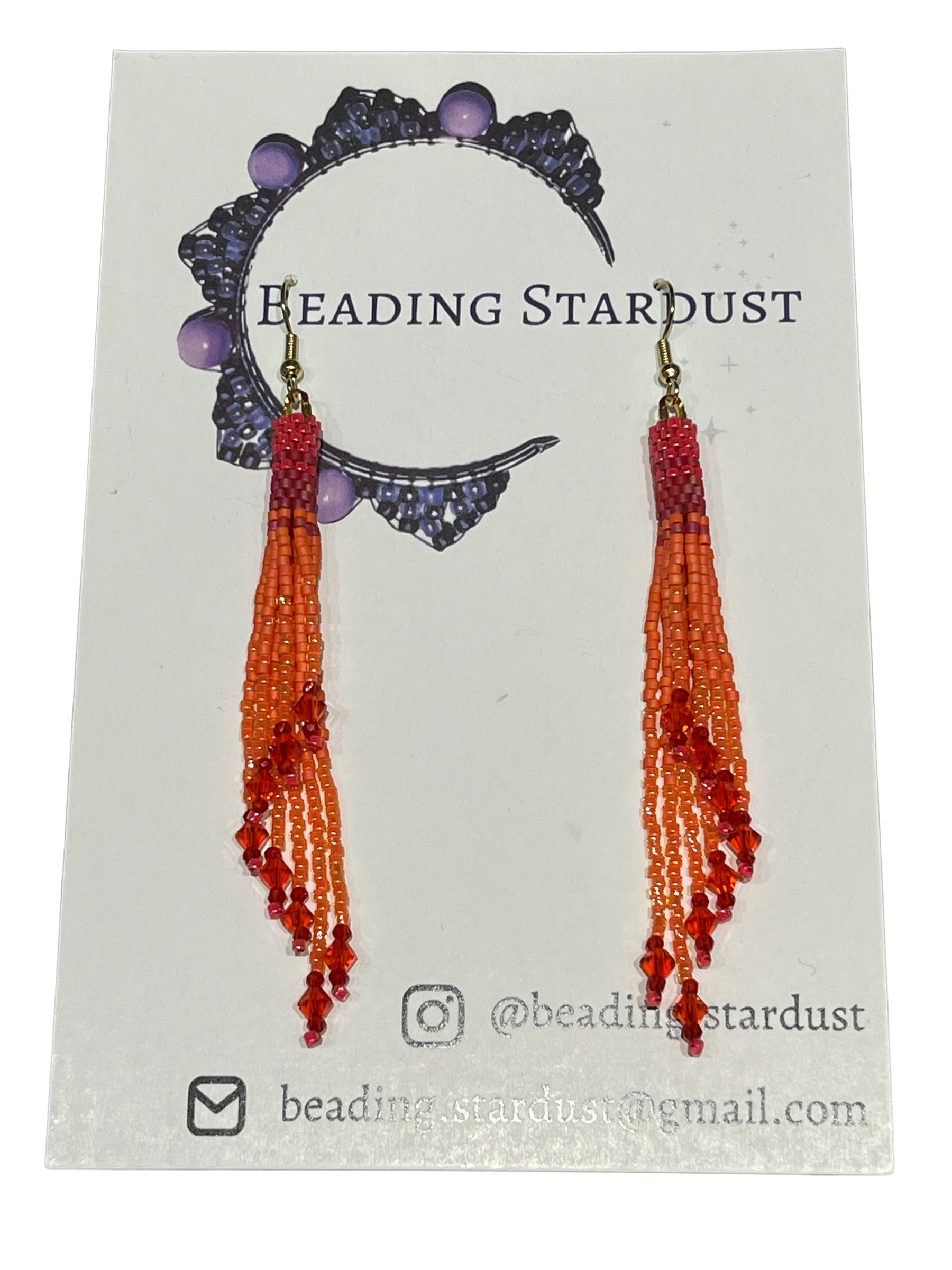 Papaya Mini Beaded Tassel Earrings