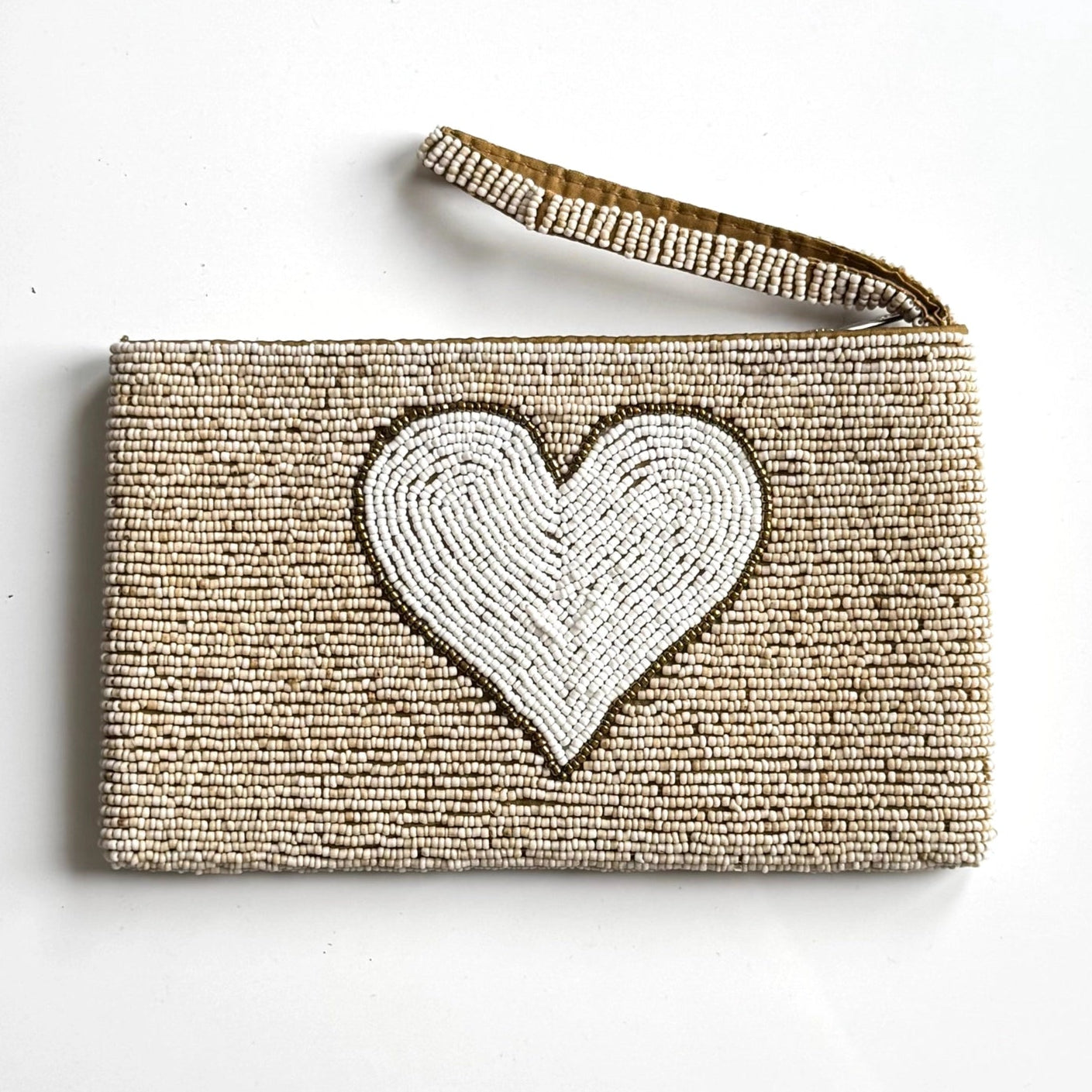 Grey Heart Beaded Clutch