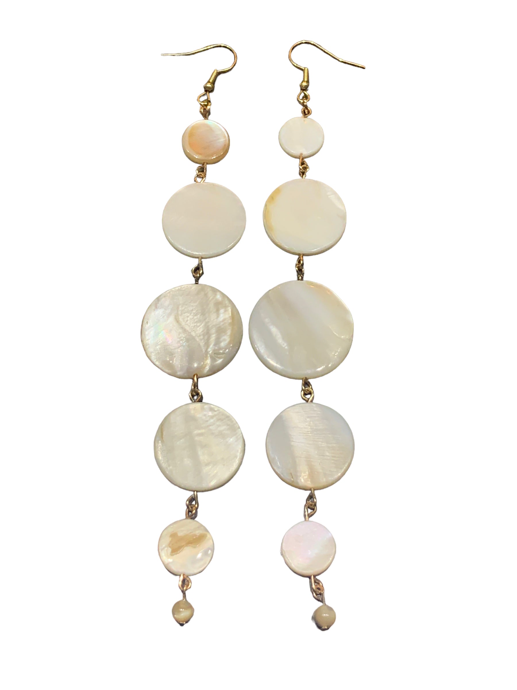 Shell Chandelier 6 Tier Earrings - Goldtone