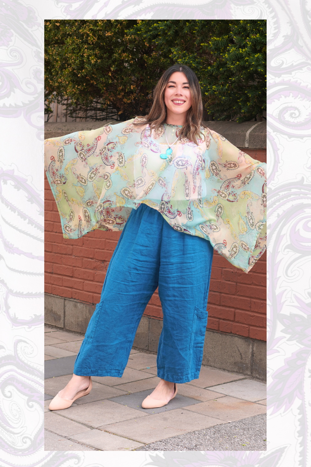 PCH8241 Very Sheer Wabi Sabi Pure Silk Chiffon Kimono-Sleeved Top