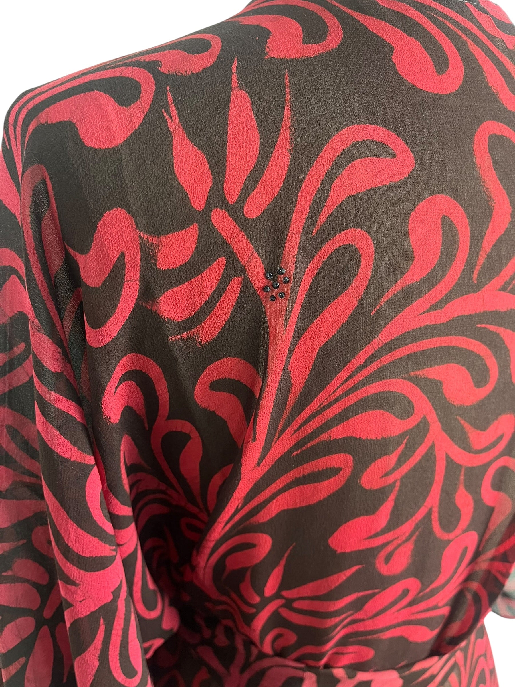 PRG8869 Sheer Avatar Long Pure Silk Kimono Sleeved Duster with Belt