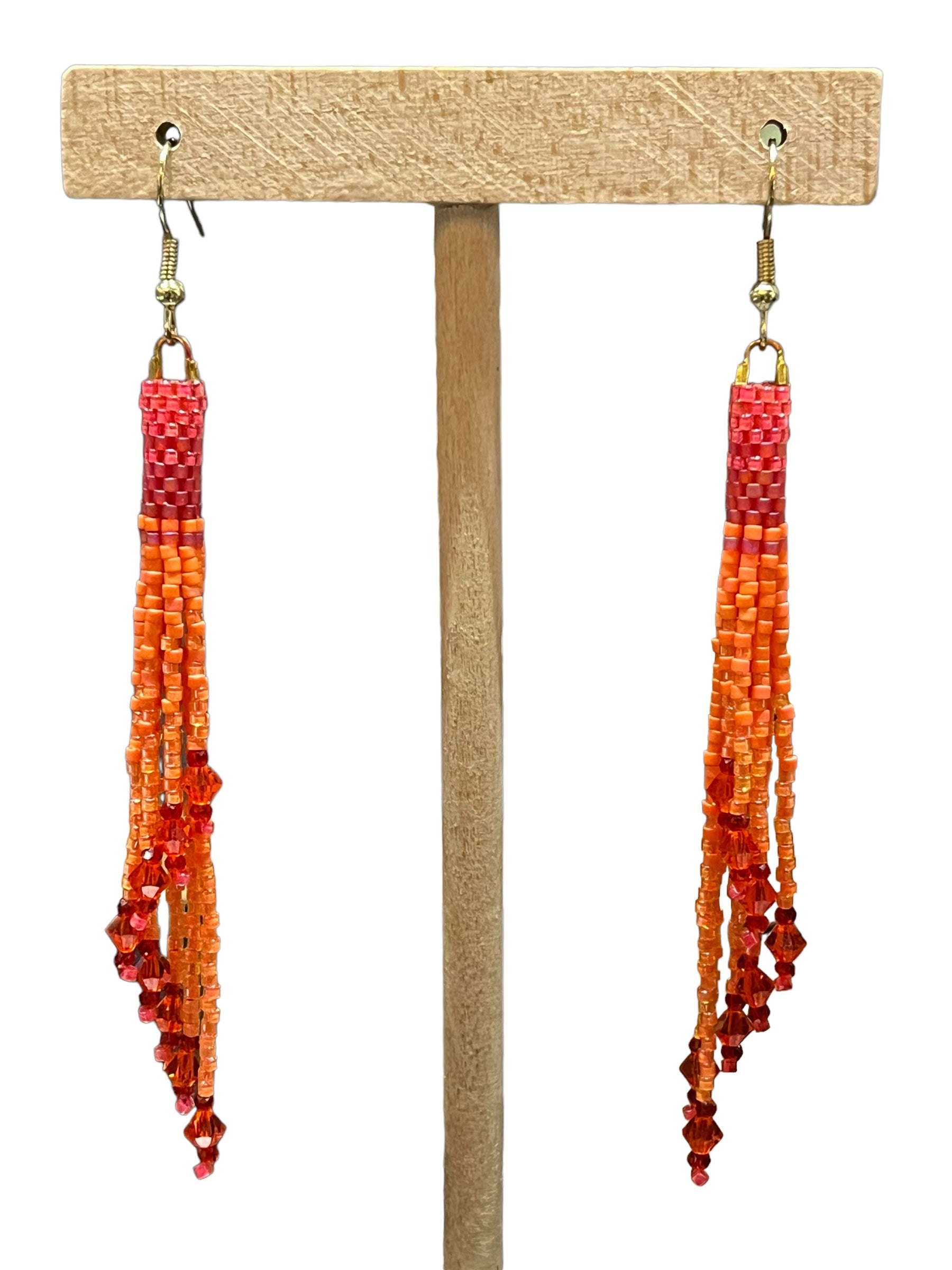 Papaya Mini Beaded Tassel Earrings