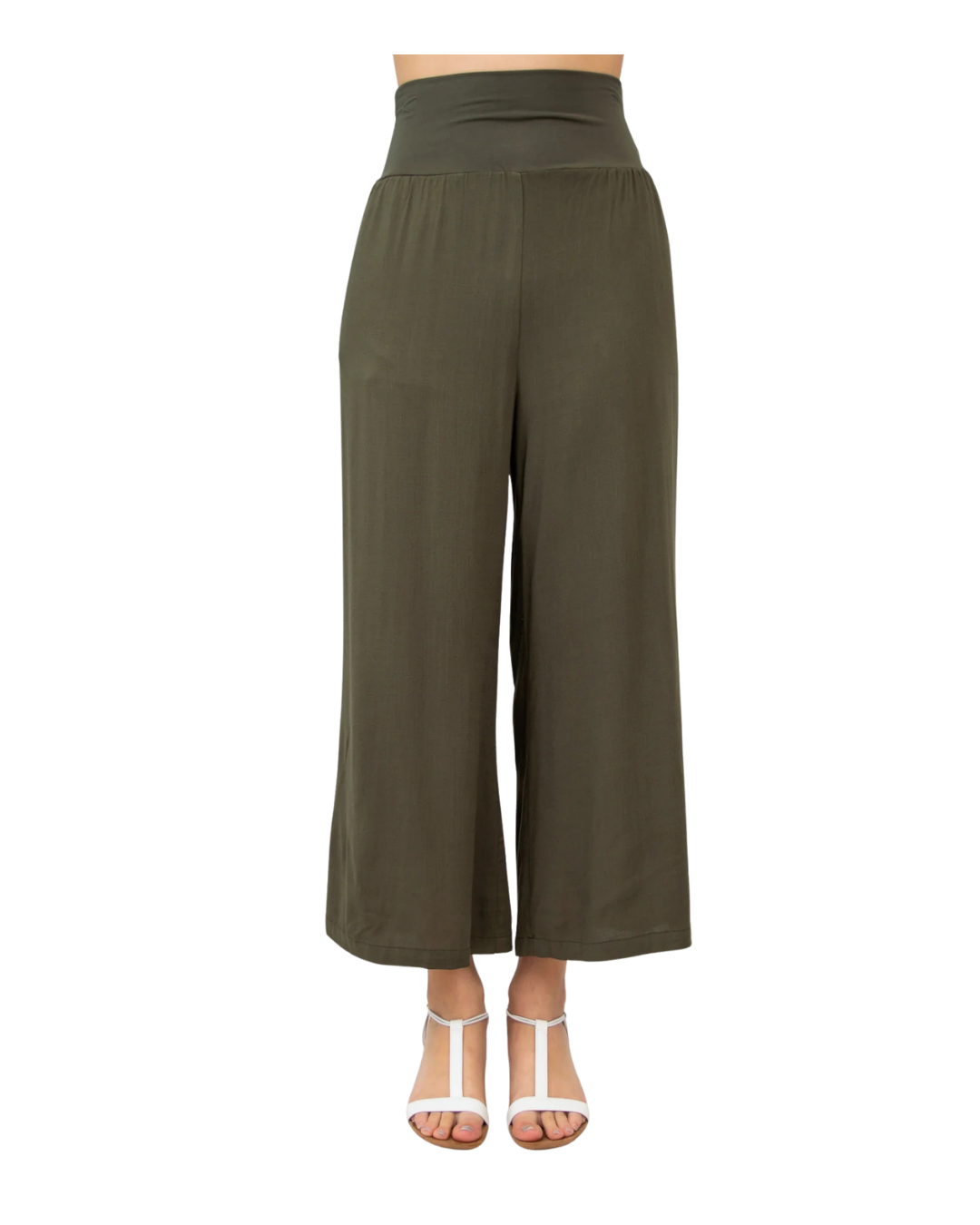 Khaki Bamboo/Linen Landon Capri Pant
