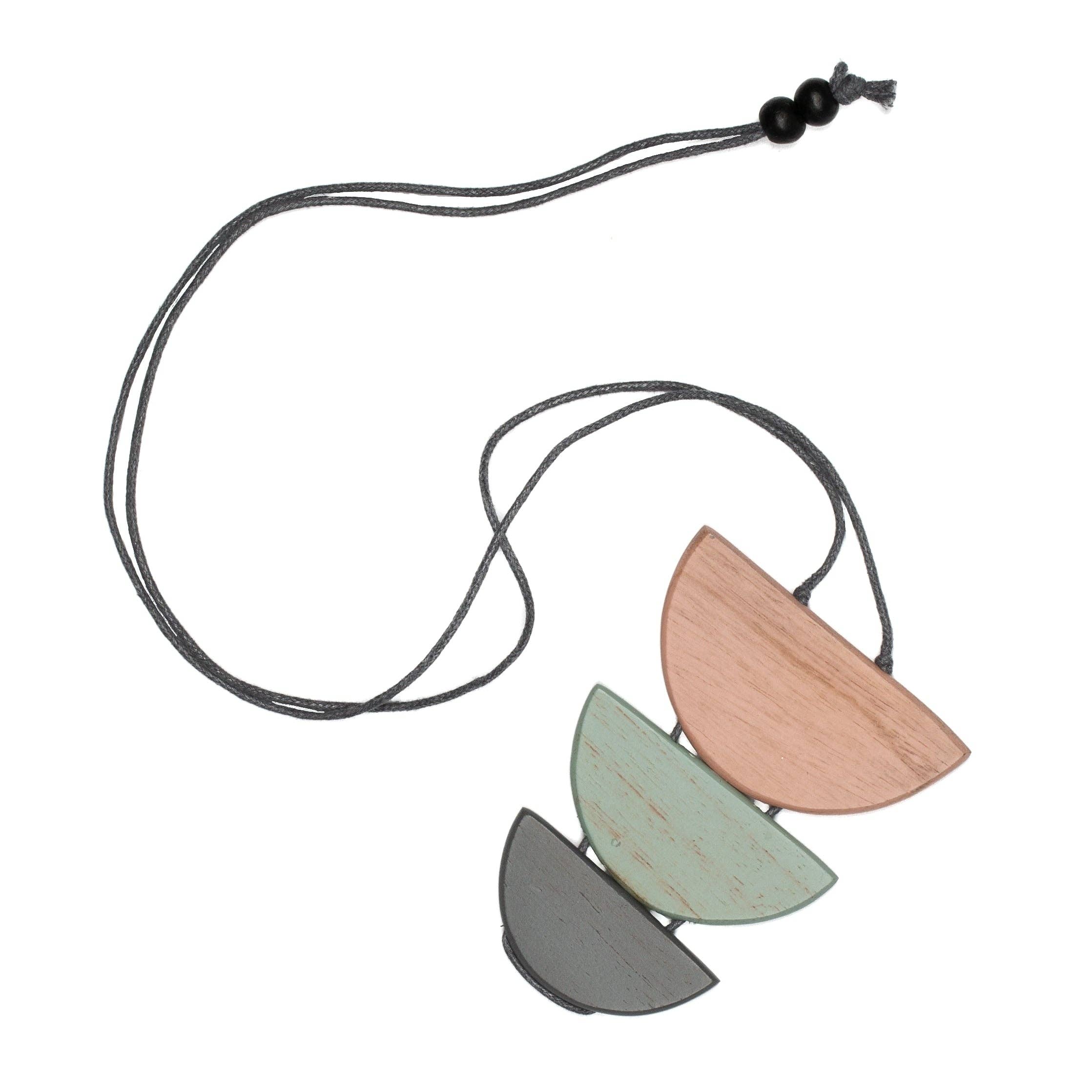 Pastel MixTinted Wood Half Moon Pendant