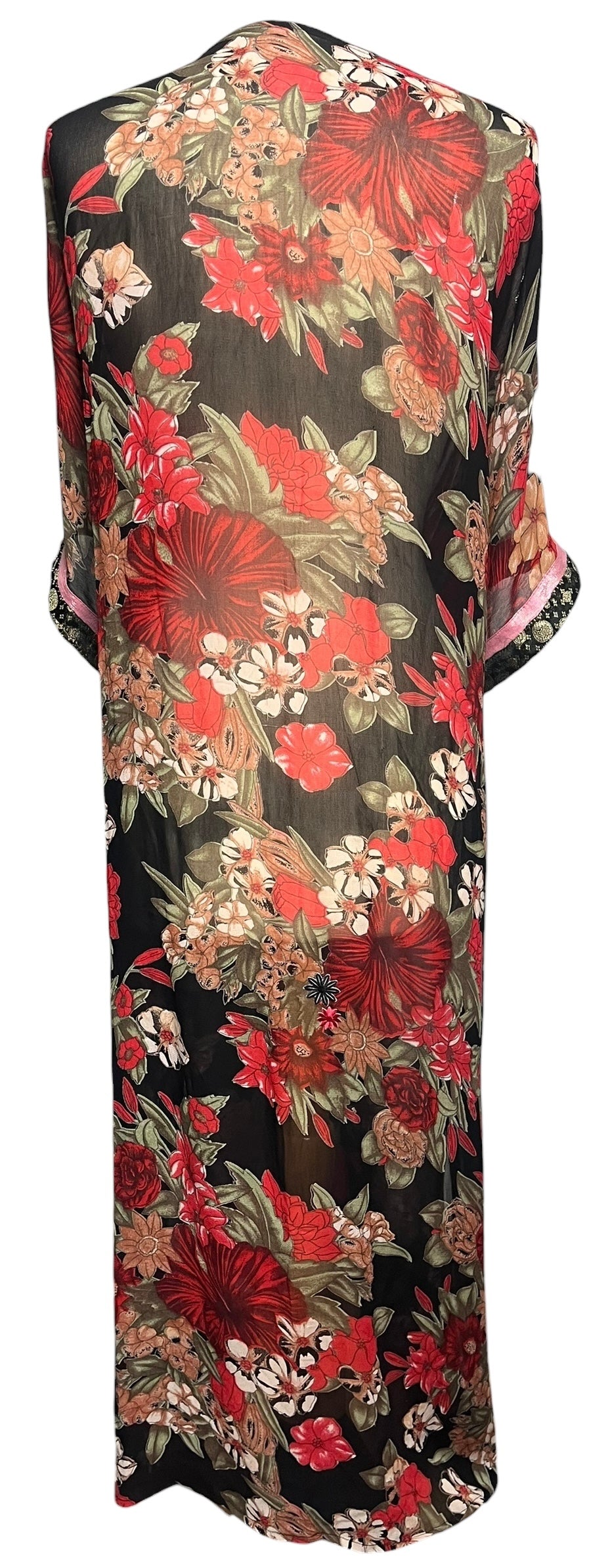 PRG8212 Sheer Wabi Sabi Pure Silk Kimono Sleeved Duster with Belt by DECEMBER2025 – Handmade ethical Long Kimono from sariKNOTsari using upcycled silk. Designed in Canada for travel and slow fashion, loved from Toronto to LA to Sydney.