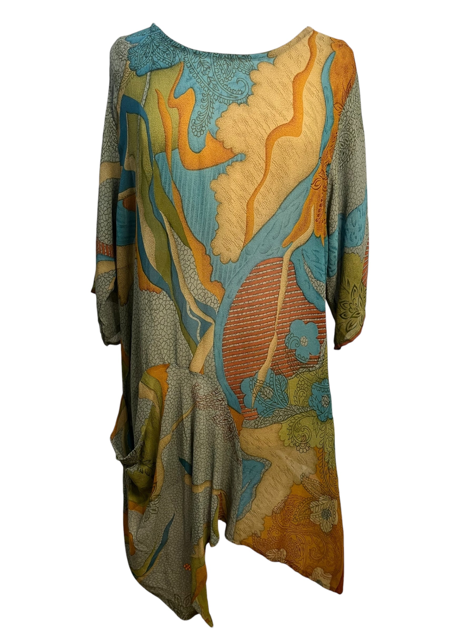 PRG3513 Sheer Avatar Pure Silk Self Pocket Tunic Dress