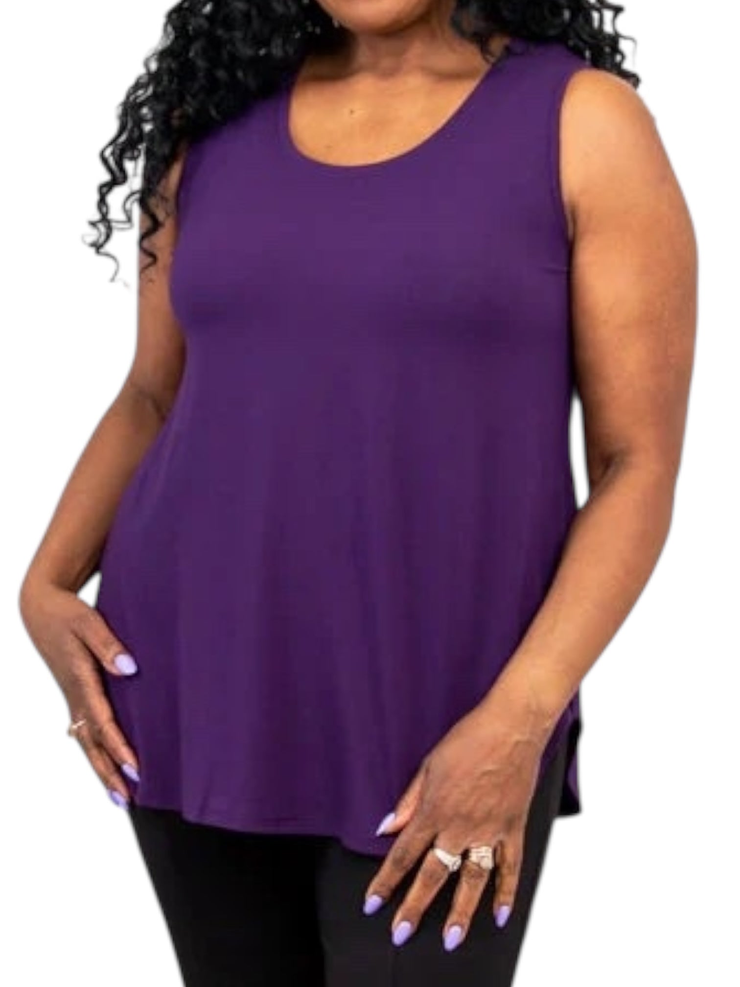 Purple Bamboo Jazz Tank by Blue Sky Clothing Co – Handmade ethical Tank Top from sariKNOTsari using upcycled silk. Designed in Canada for travel and slow fashion, loved from Toronto to LA to Sydney. Featuring Zsiska, Bryn Walker and Artisan Leather coats by Rejean Pepin, Pepin designs