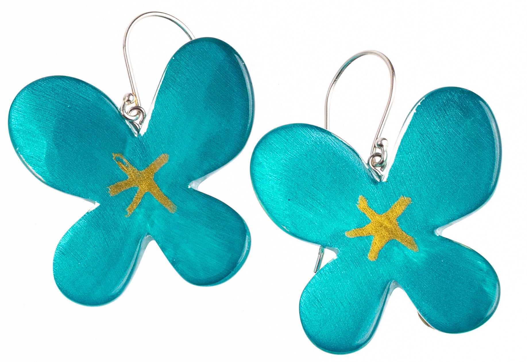 Blue Hana Earrings - Short Hook by Zsiska – Handmade ethical Earrings from sariKNOTsari using upcycled silk. Designed in Canada for travel and slow fashion, loved from Toronto to LA to Sydney.