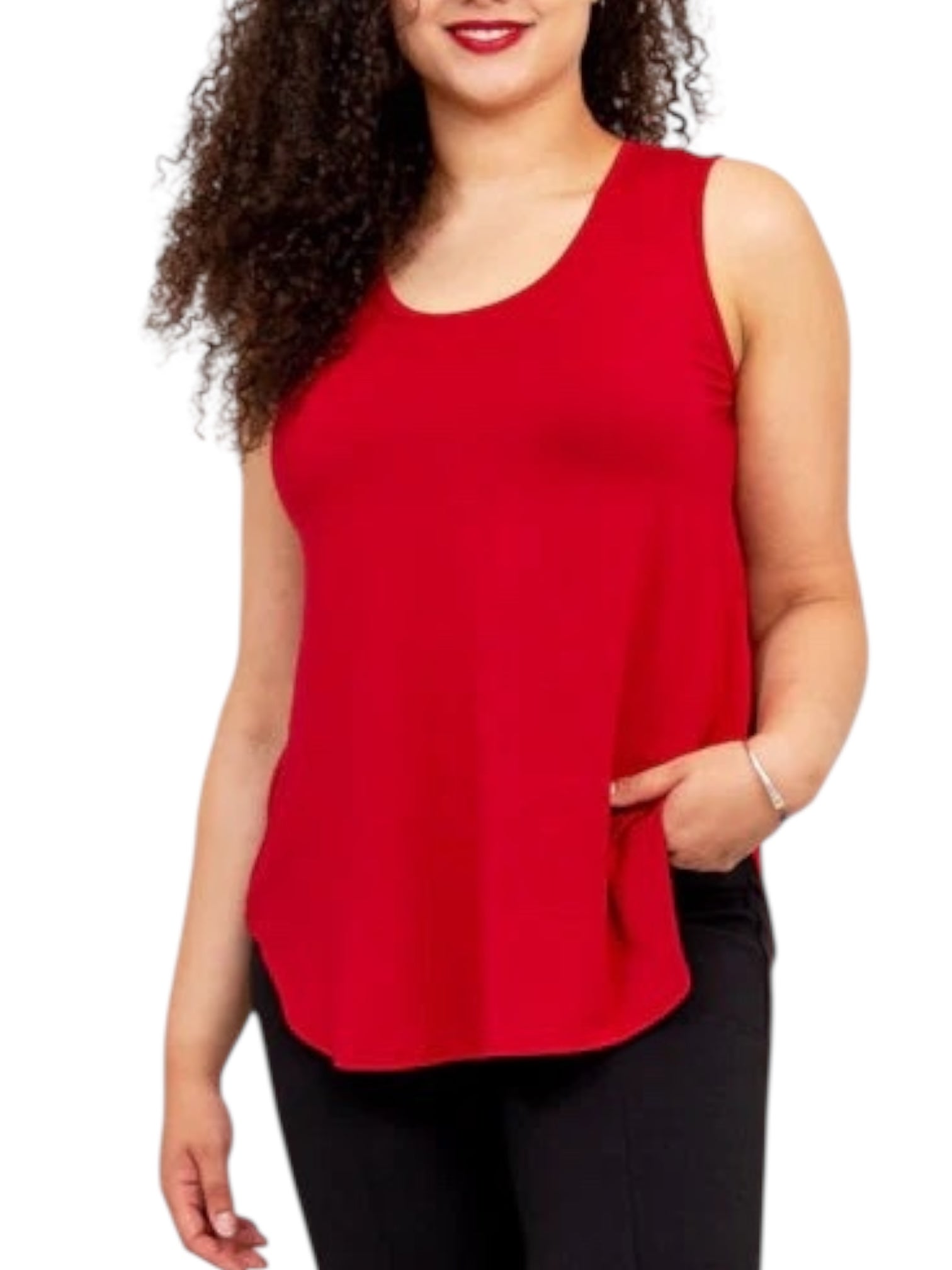 Lipstick Bamboo Jazz Tank by Blue Sky Clothing Co – Handmade ethical Tank Top from sariKNOTsari using upcycled silk. Designed in Canada for travel and slow fashion, loved from Toronto to LA to Sydney.