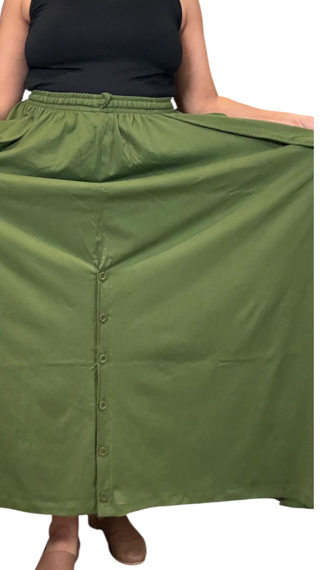 Leaf Green Cotton Jersey Tashi Versatile Pants/Skirt