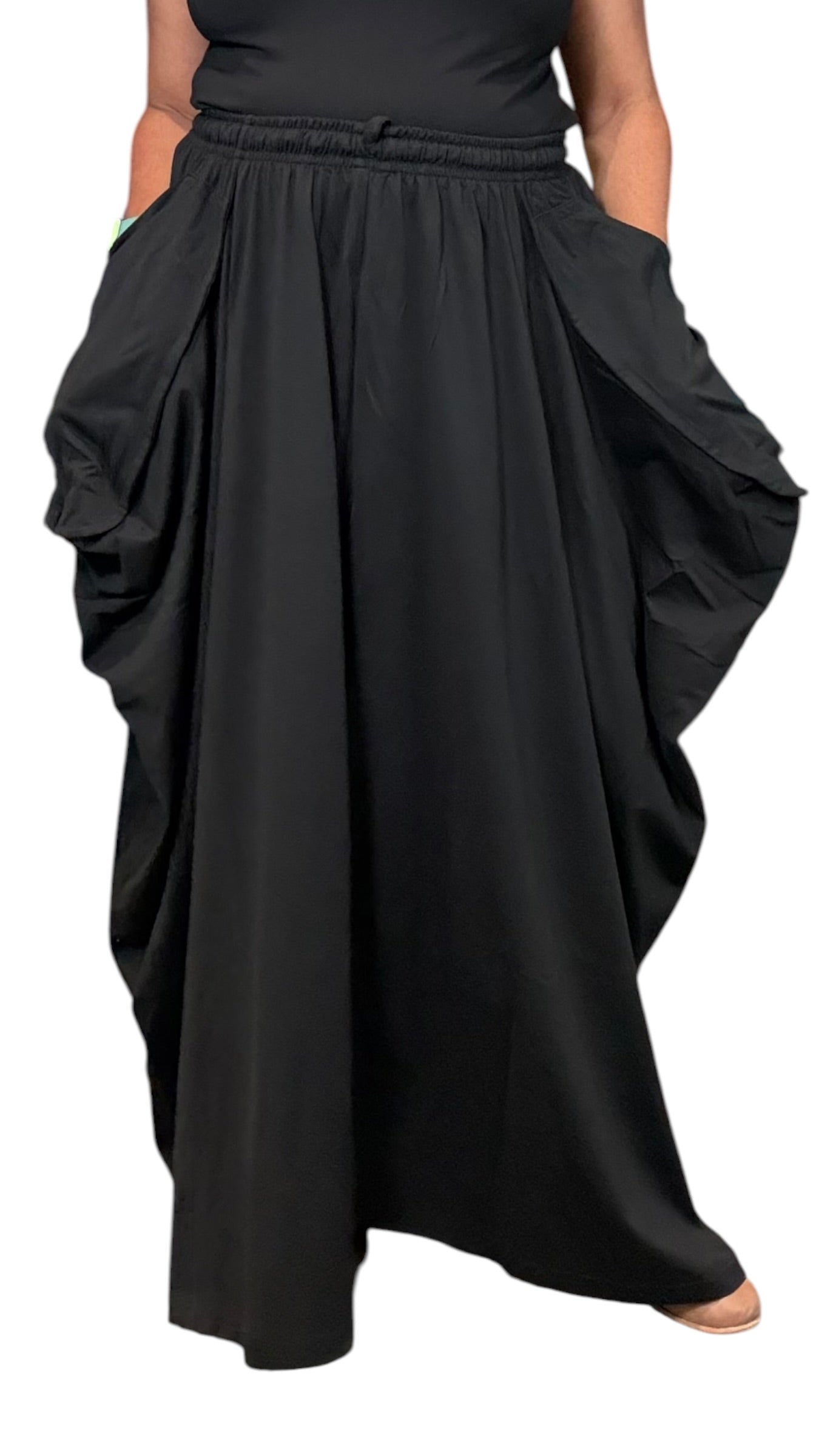 Black Cotton Jersey Tashi Versatile Pants/Skirt