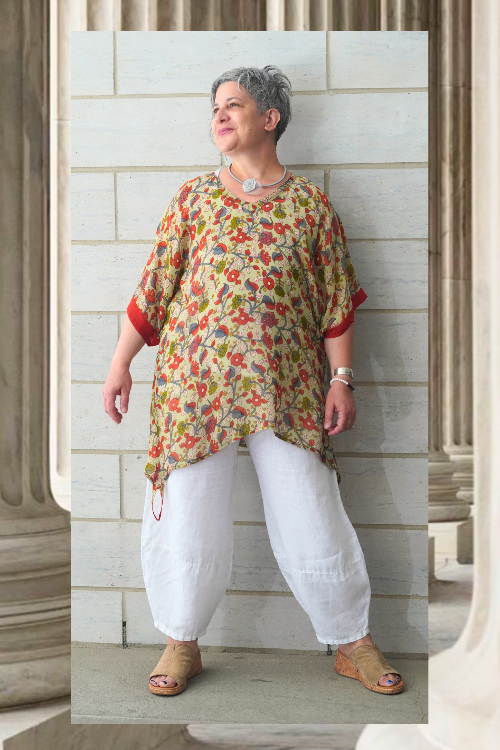 PRG9053 Sheer Avatar Pure Silk Long Tunic with Side Ties