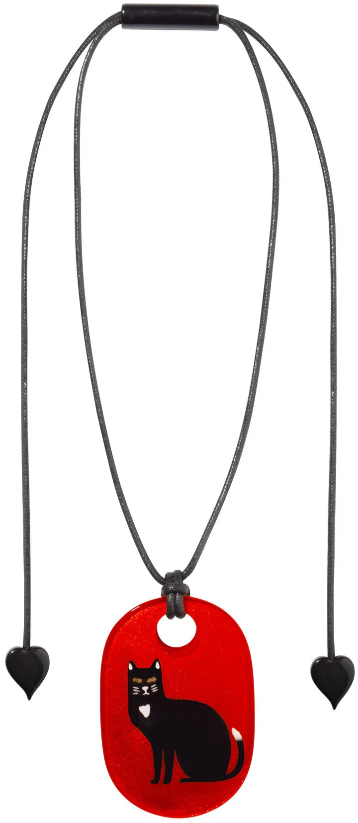 Winter Red Cat Mickey Pendant with Adjustable Cord Necklace