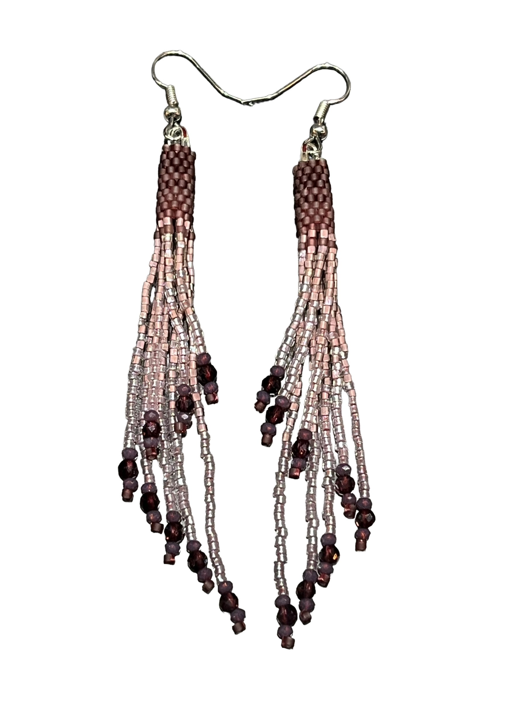Epiphany Mini Beaded Tassel Earrings by Beading Stardust – Handmade ethical Earrings from sariKNOTsari using upcycled silk. Designed in Canada for travel and slow fashion, loved from Toronto to LA to Sydney. Featuring Zsiska, Bryn Walker and Artisan Leather coats by Rejean Pepin, Pepin designs