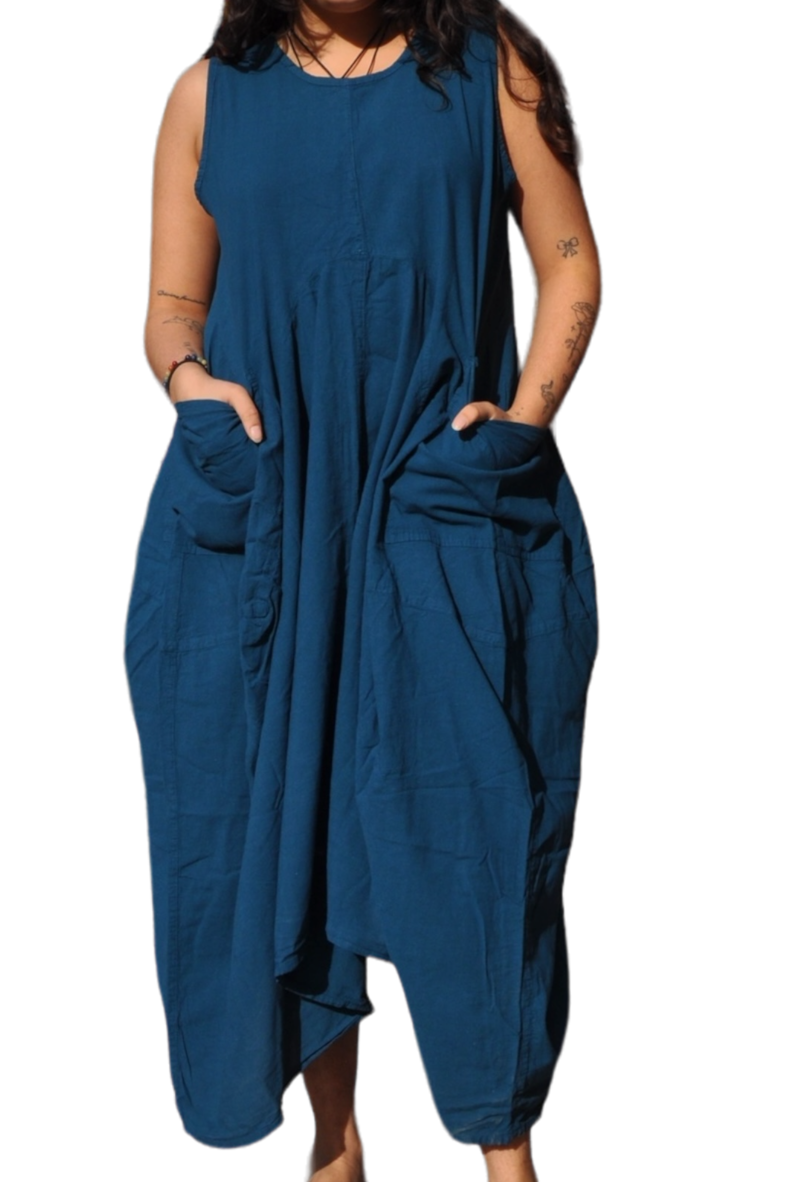 Teal Cotton Parachute Dress with Pockets by Creative Design – Handmade ethical Dress from sariKNOTsari using upcycled silk. Designed in Canada for travel and slow fashion, loved from Toronto to LA to Sydney. Featuring Zsiska, Bryn Walker and Artisan Leather coats by Rejean Pepin, Pepin designs