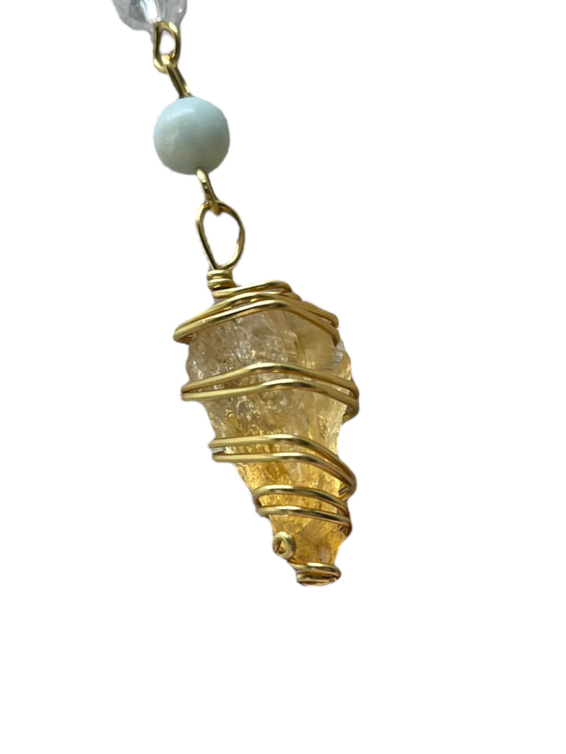 4-Tier Charm Necklace with Golden Healer and Amazonite - Gold