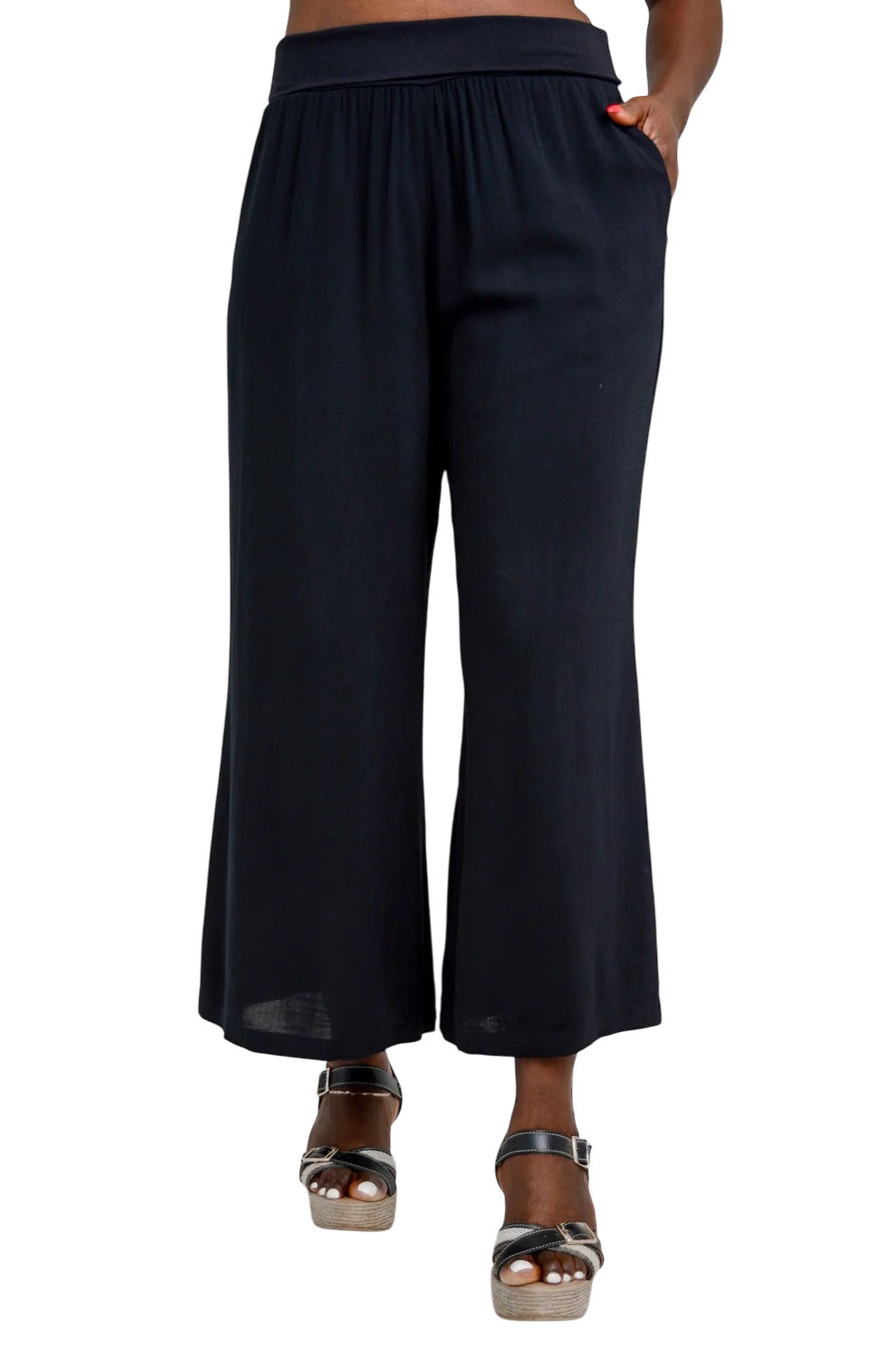 Black Bamboo/Linen Landon Capri Pant