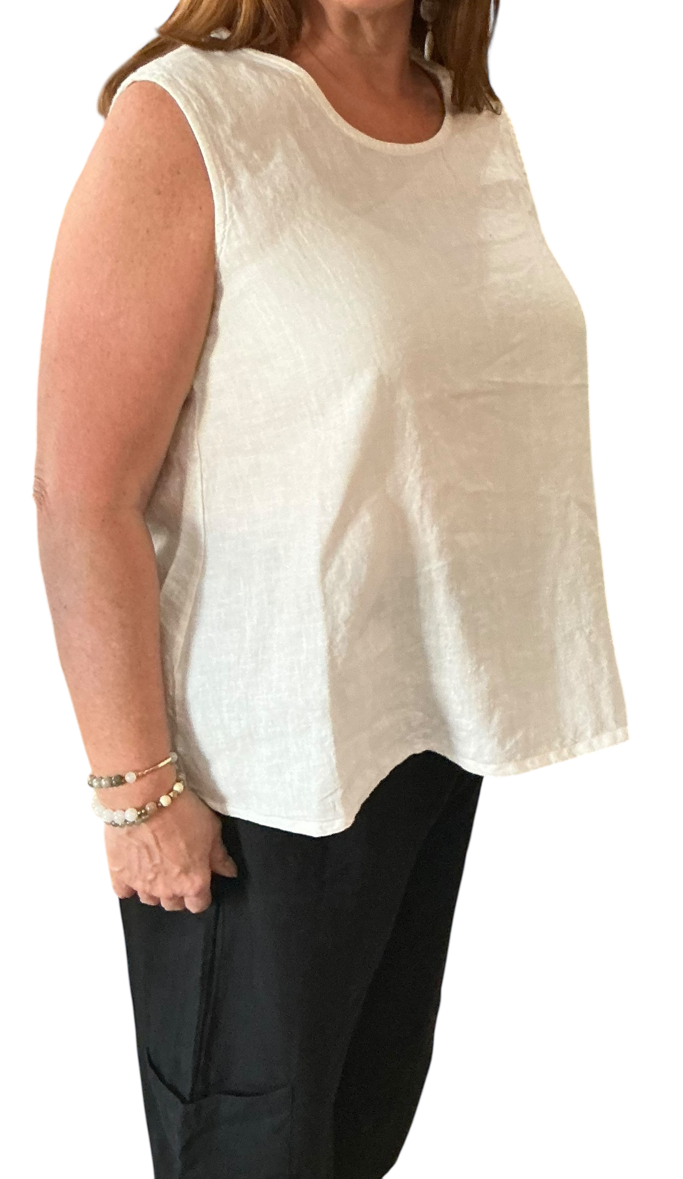 Cream Spring 2025 Bryn Walker Linen Huxley Tank