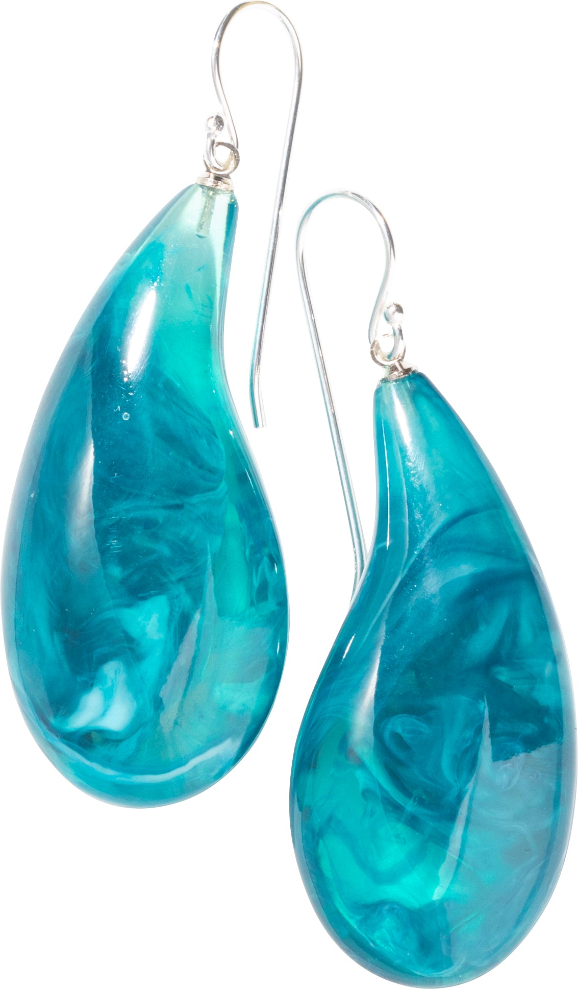 Teal Bali Earrings - Short Hook by Zsiska – Handmade ethical Earrings from sariKNOTsari using upcycled silk. Designed in Canada for travel and slow fashion, loved from Toronto to LA to Sydney.