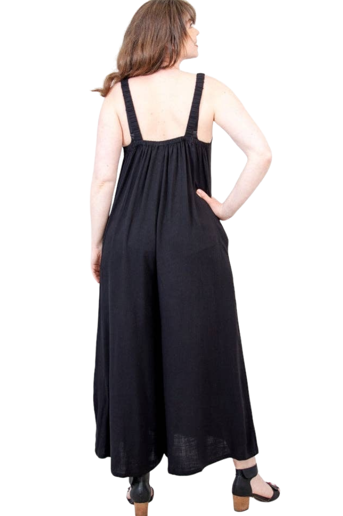 Joanna Black Linen Bamboo Jumpsuit