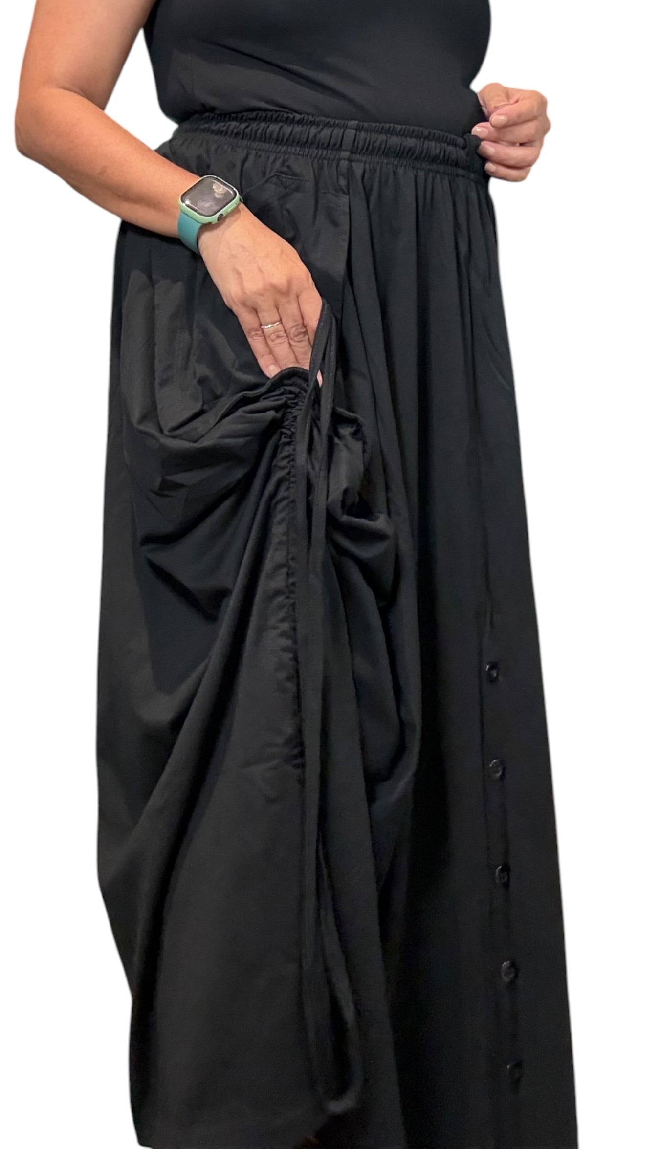 Black Cotton Jersey Tashi Versatile Pants/Skirt