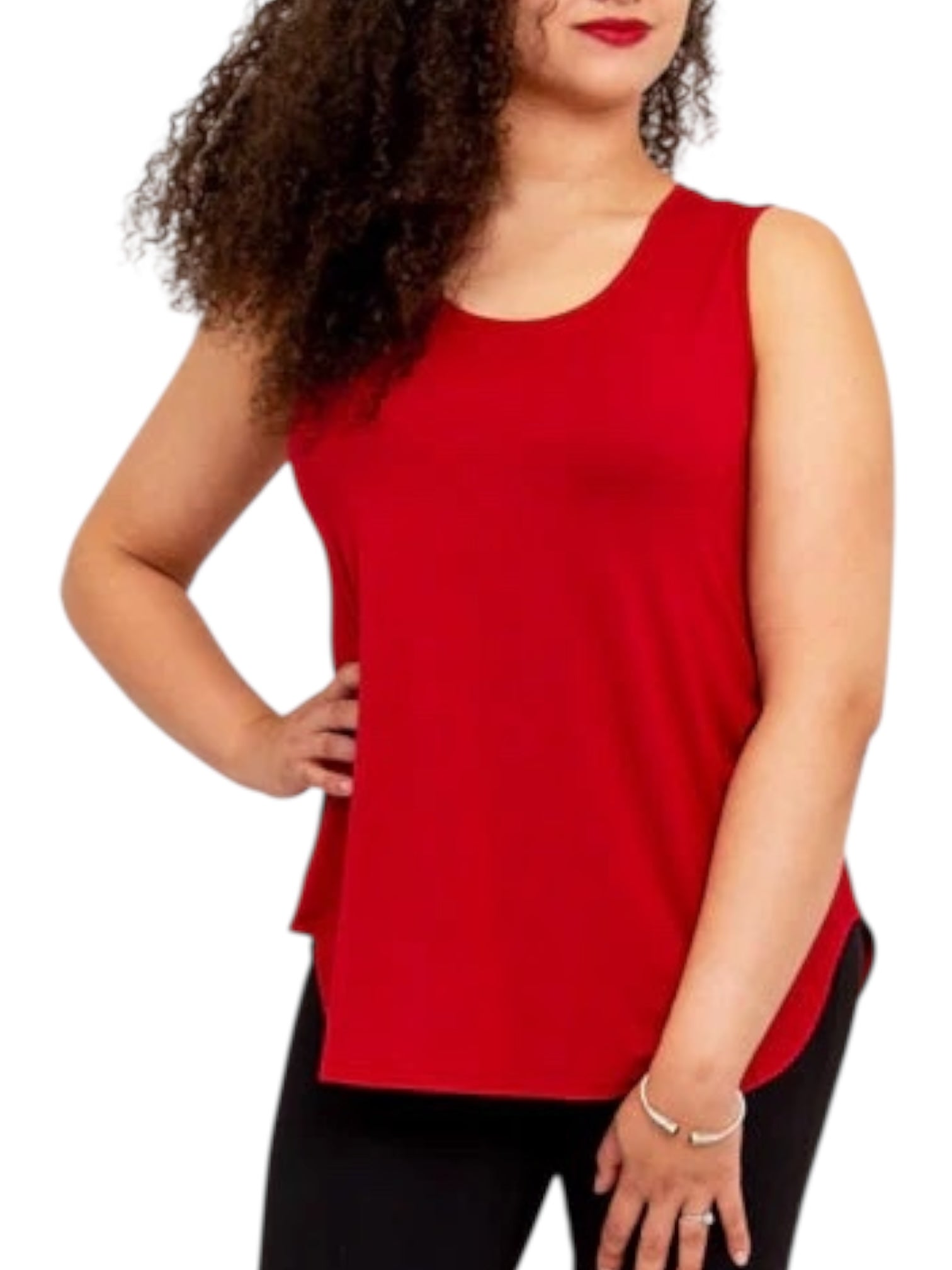 Lipstick Bamboo Jazz Tank by Blue Sky Clothing Co – Handmade ethical Tank Top from sariKNOTsari using upcycled silk. Designed in Canada for travel and slow fashion, loved from Toronto to LA to Sydney.
