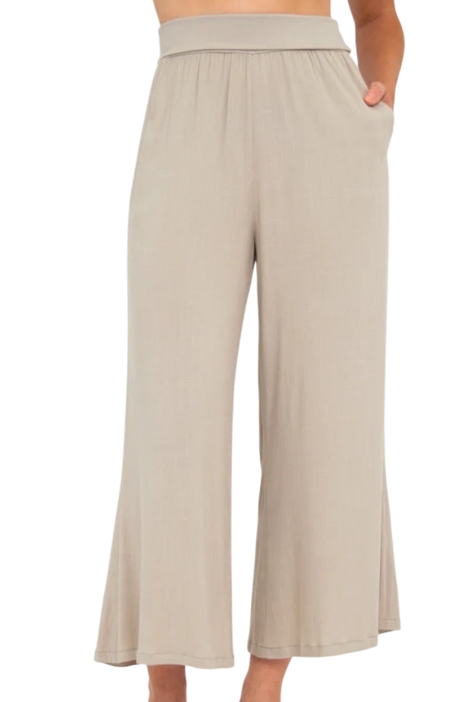 Sand Bamboo/Linen Landon Capri Pant by Blue Sky Clothing Co – Handmade ethical Capris from sariKNOTsari using upcycled silk. Designed in Canada for travel and slow fashion, loved from Toronto to LA to Sydney. Featuring Zsiska, Bryn Walker and Artisan Leather coats by Rejean Pepin, Pepin designs
