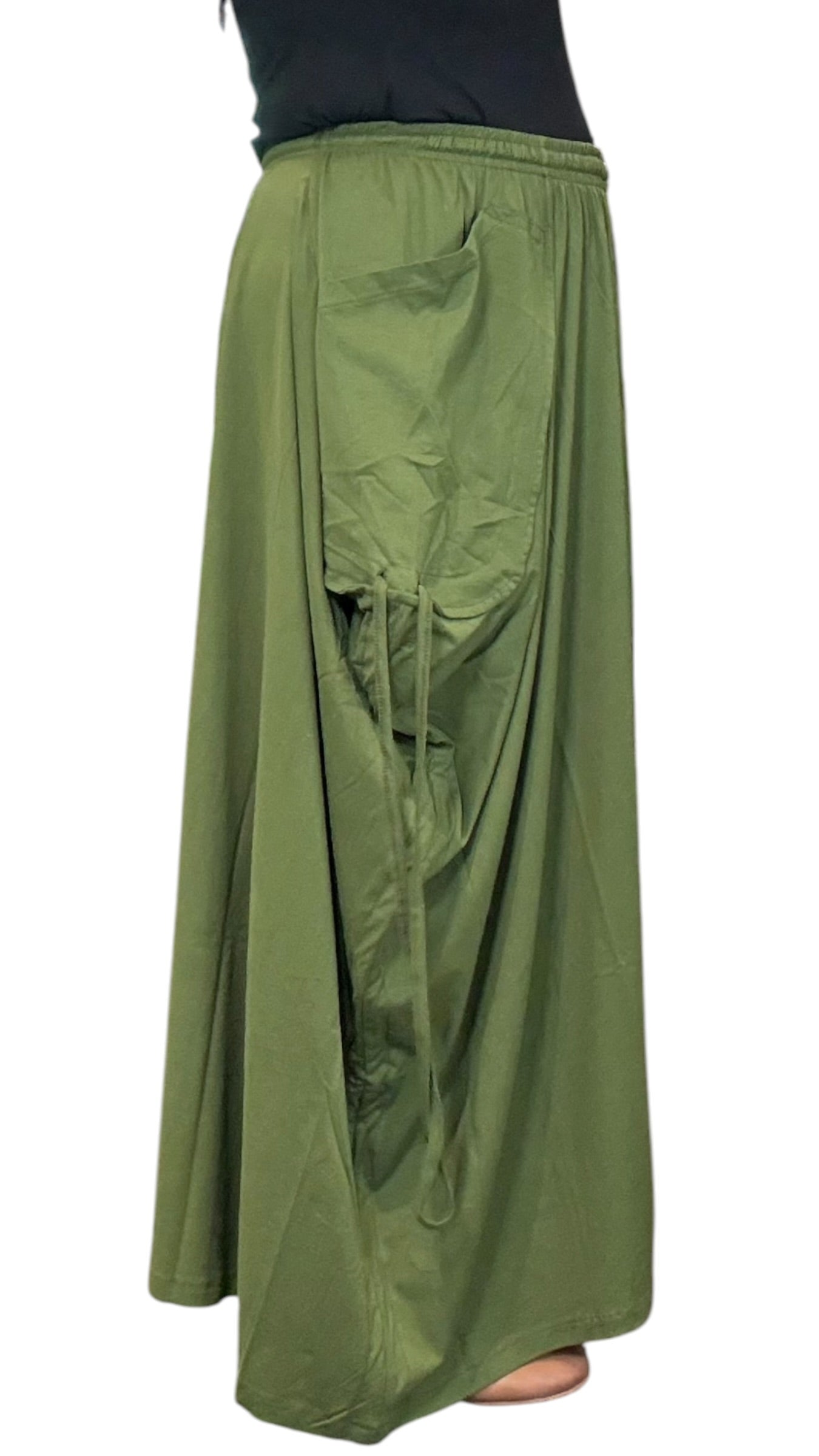 Leaf Green Cotton Jersey Tashi Versatile Pants/Skirt