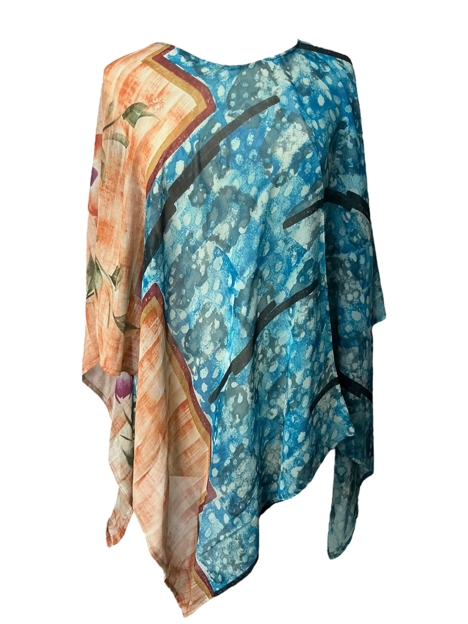 SUTTLES PRG7050 Sheer Avatar Pure Silk Capelet Poncho