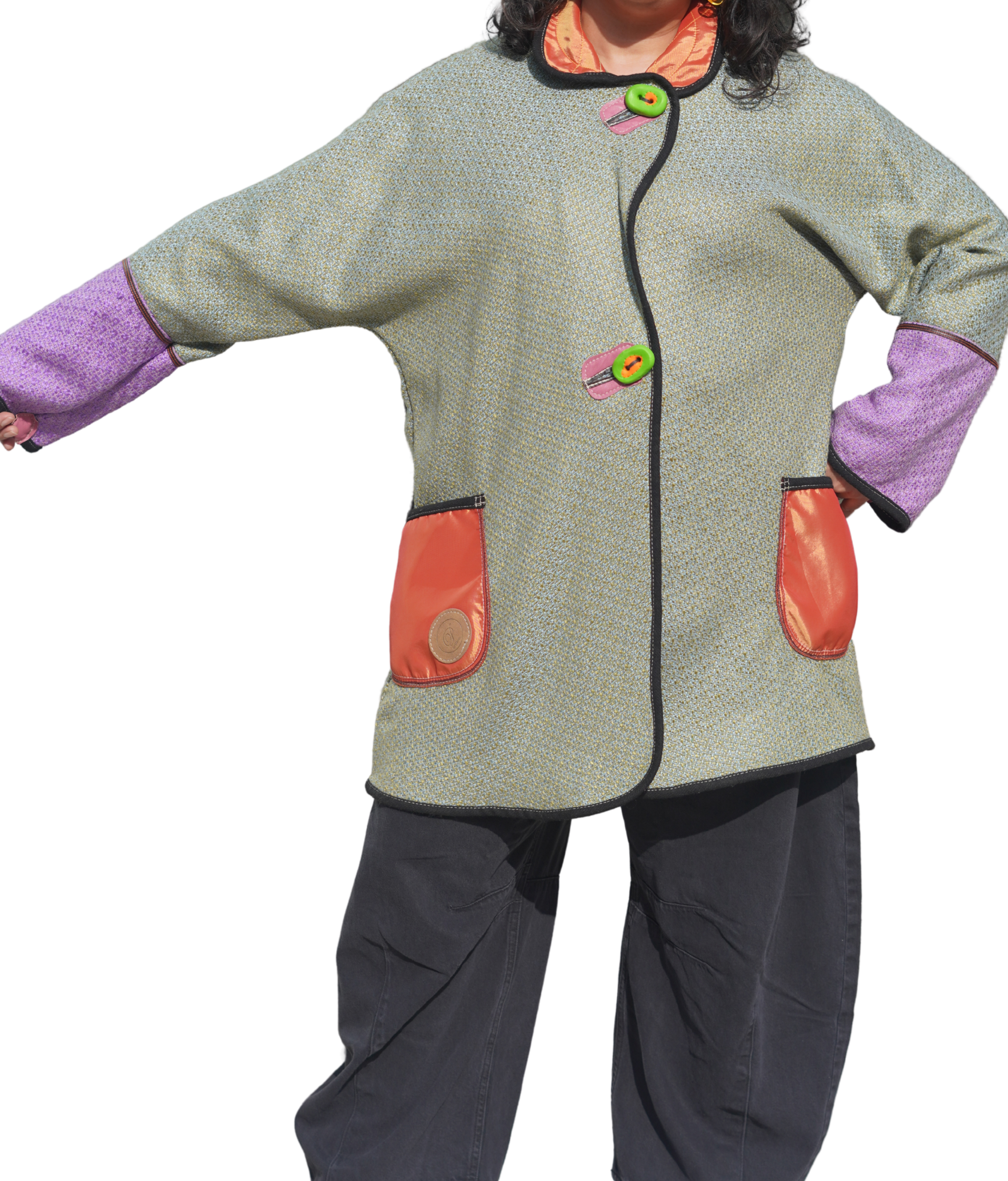 Tiffany Blue Felted Wool Colour-Block Coat by Pepin Designs #17