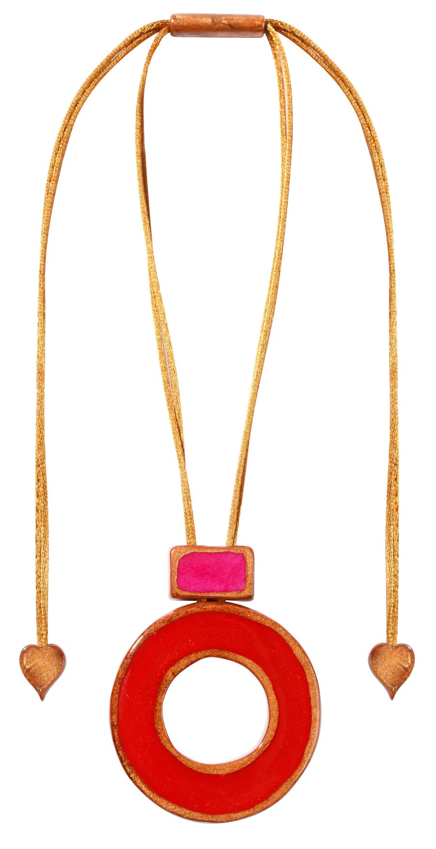 Winter Pink and Red Fara Pendant with Adjustable Cord Necklace